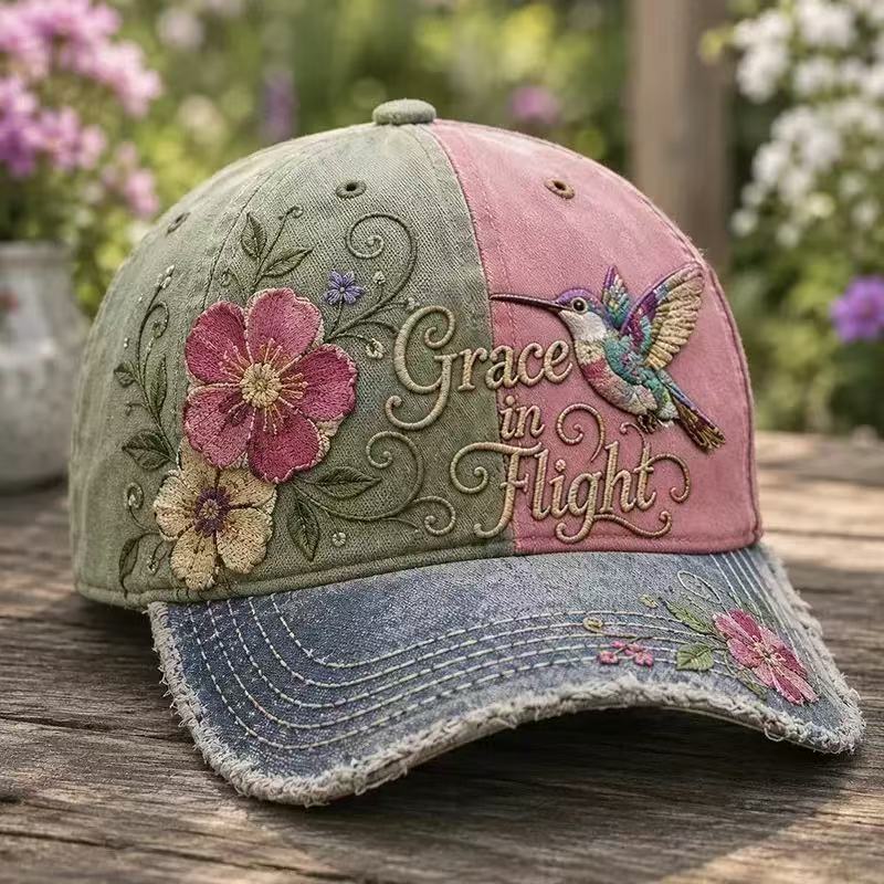 hummingbird baseball cap, sun-protective duckbill cap for spring and summer, ethnic style, versatile and fashionable.
