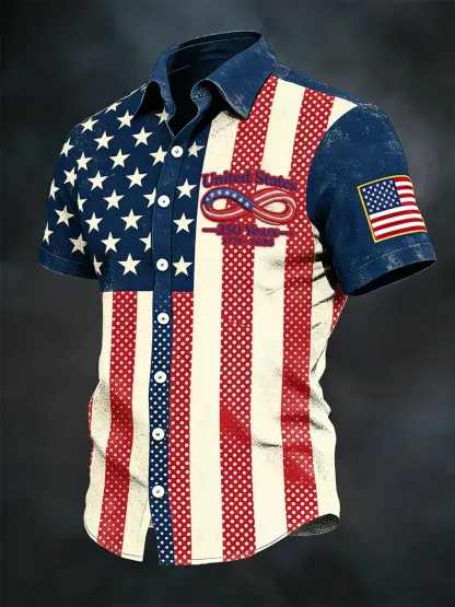 Men's Retro American 250th Anniversary Short-Sleeved Shirt