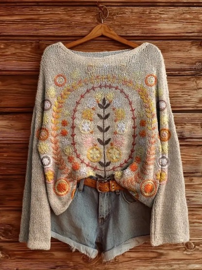 Cozy Boho Knit Sweater – Perfect for Fall & Winter Layering