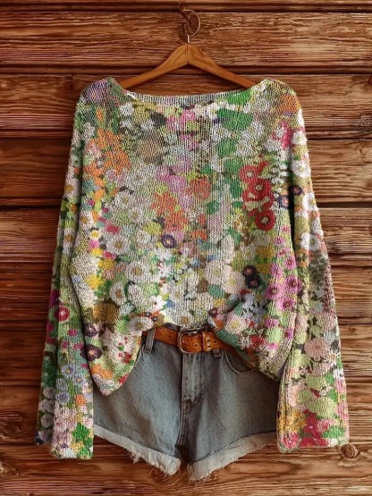 Bohemian Art-Inspired Sweater – Unique Printed Knit for Free Spirits