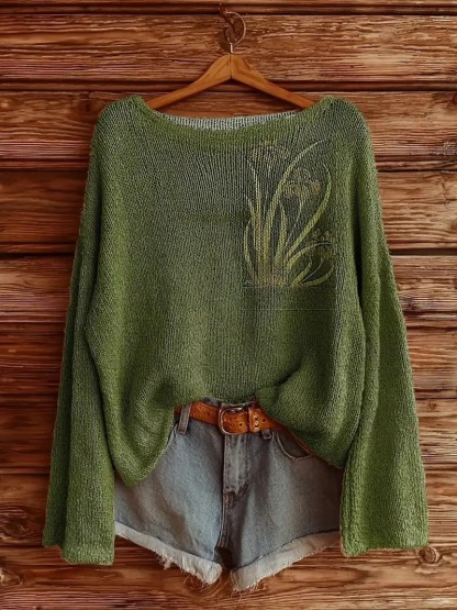 Oversized Boho Knit Sweater – Relaxed Fit Hippie-Inspired Pullover