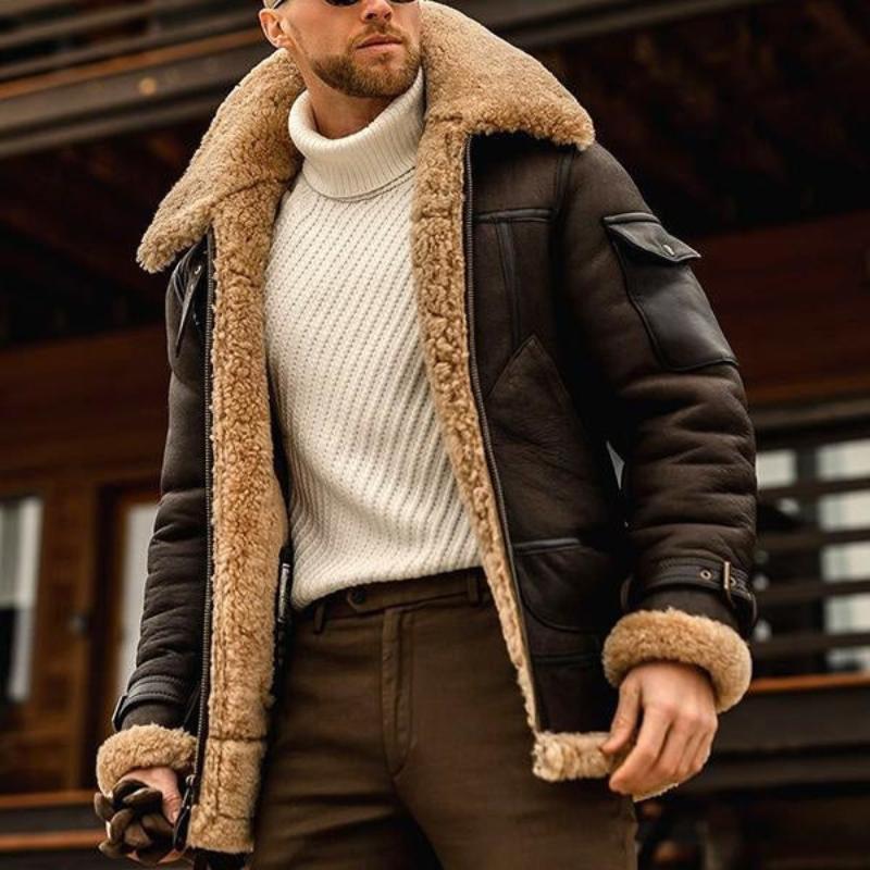 Men's Vine Winter Lambswool WarLapellti-pocket Thick Coat