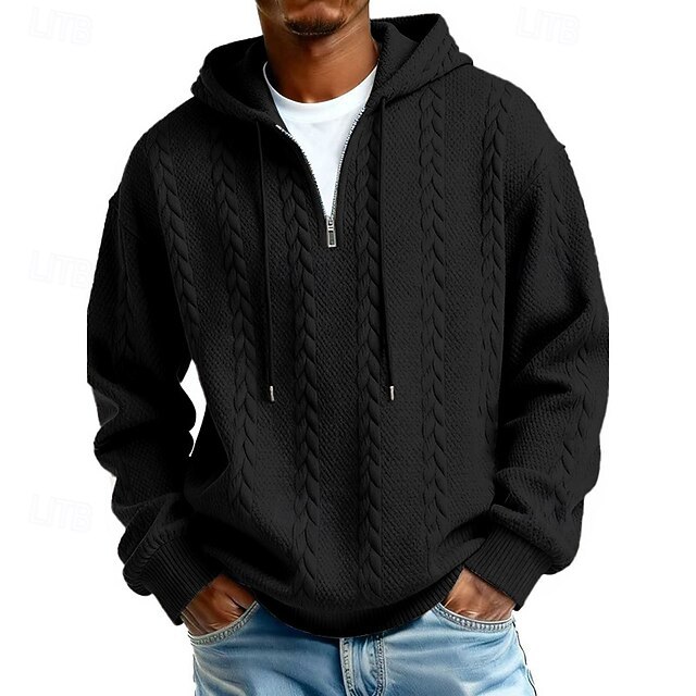 Men's Jacquard Hoodie Pullover Hoodie Sweatshirt