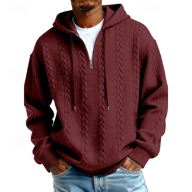Men's Jacquard Hoodie Pullover Hoodie Sweatshirt