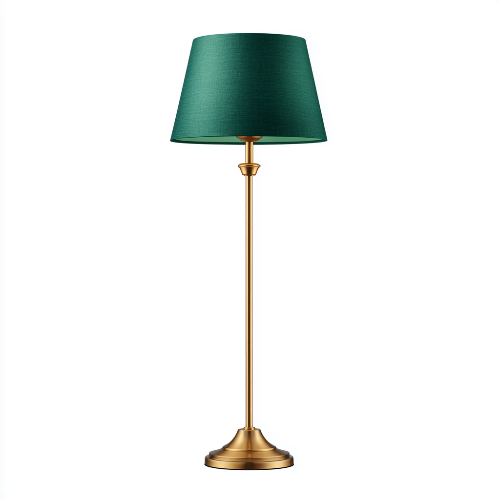 Lampada da terra in metallo con paralume verde per soggiorno 38x155 cm - oro - verde smeraldo - design moderno elegante-Interiorixe