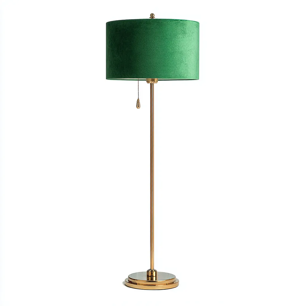 Lampada da terra in metallo con paralume verde per soggiorno 38x150 cm - oro - verde smeraldo - design moderno raffinato-Interiorixe