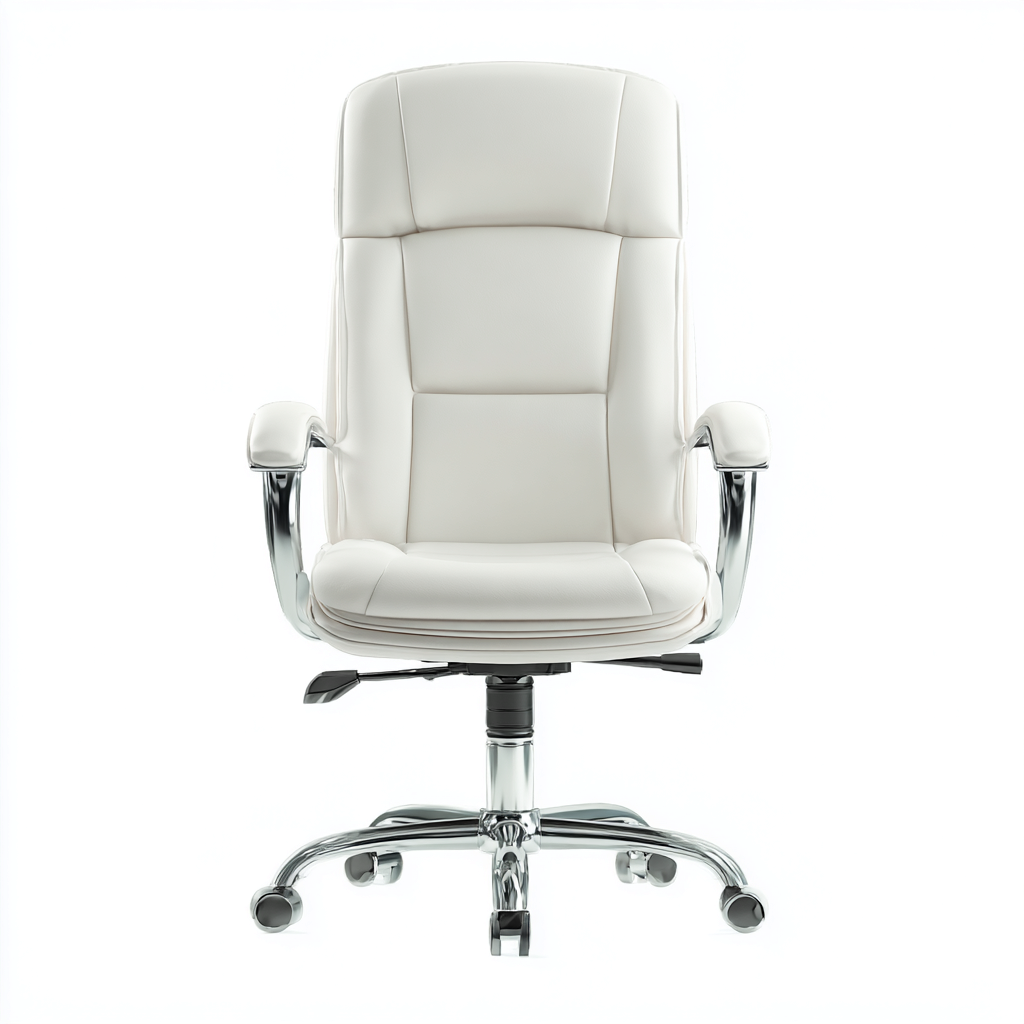 Sedia da ufficio in pelle 66x70x118 cm - Bianco - Stile moderno professionale per studio e direzione-Interiorixe