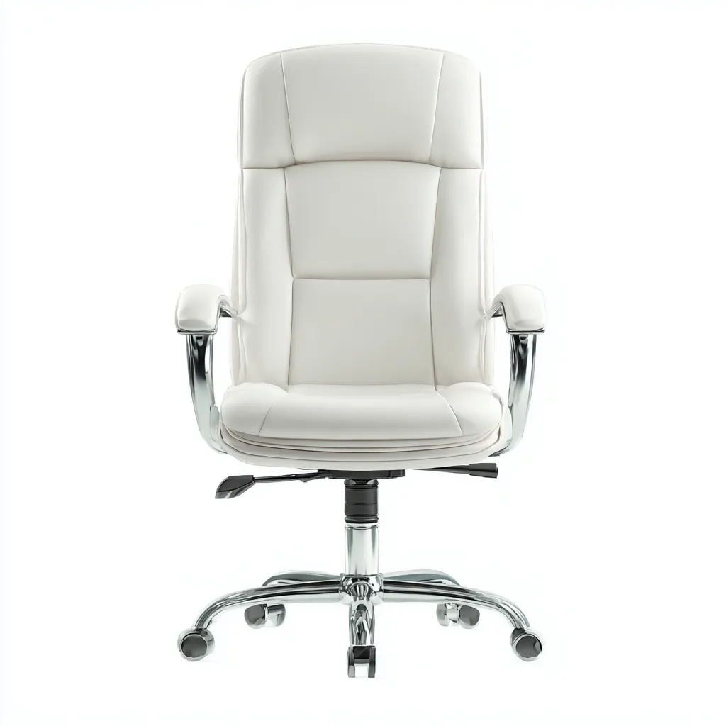 Sedia da ufficio in pelle 66x70x118 cm - Bianco - Stile moderno professionale per studio e direzione-Interiorixe