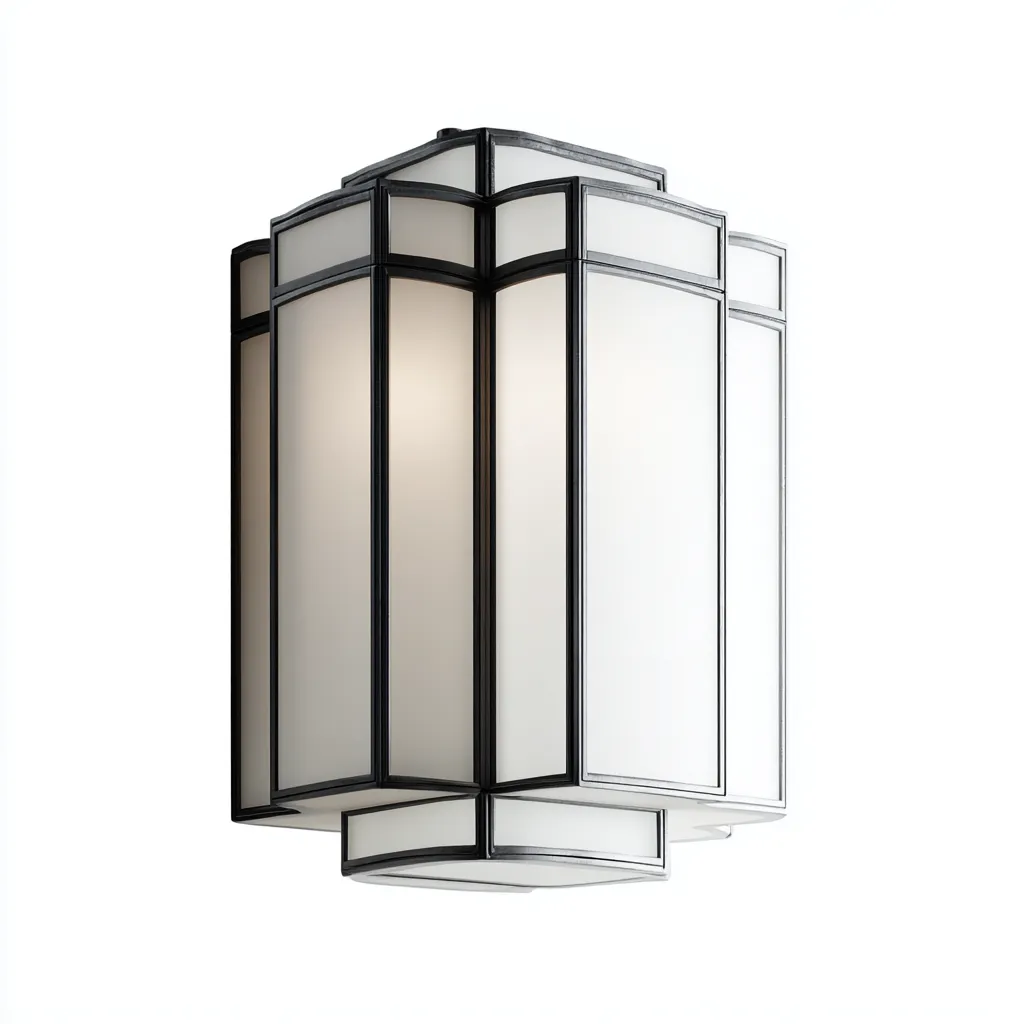 Applique metallo e vetro opaco - bianco e nero - design Art Deco - 28x35 cm - per soggiorno-Interiorixe