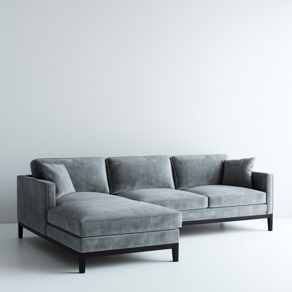 Divano angolare in tessuto 260x160x85 cm - grigio chiaro - gambe nere - design moderno elegante - ideale per soggiorno-Interiorixe