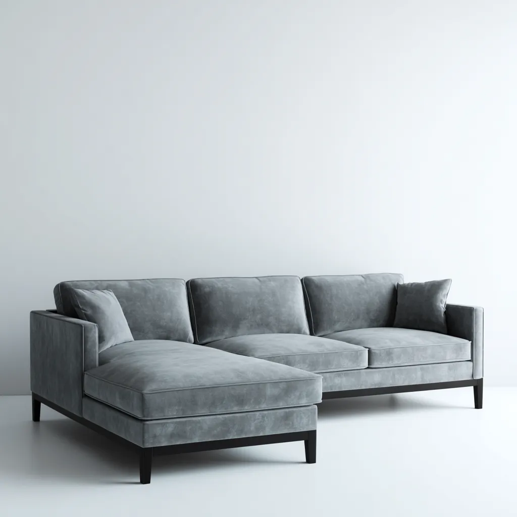 Divano angolare in tessuto 260x160x85 cm - grigio chiaro - gambe nere - design moderno elegante - ideale per soggiorno-Interiorixe