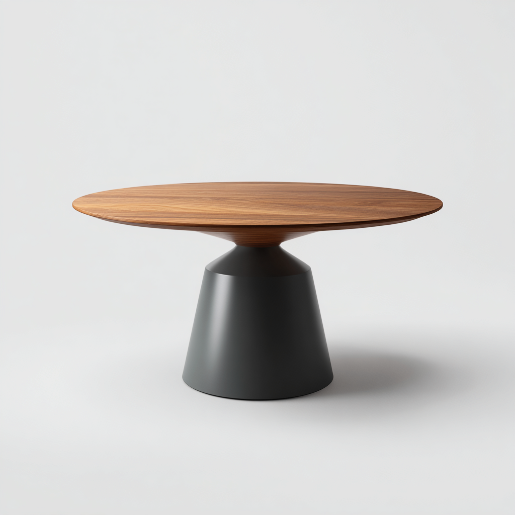 Tavolo da giardino rotondo in legno e metallo - 130x130x75 cm - teak e grigio scuro - per esterni - design moderno-Interiorixe