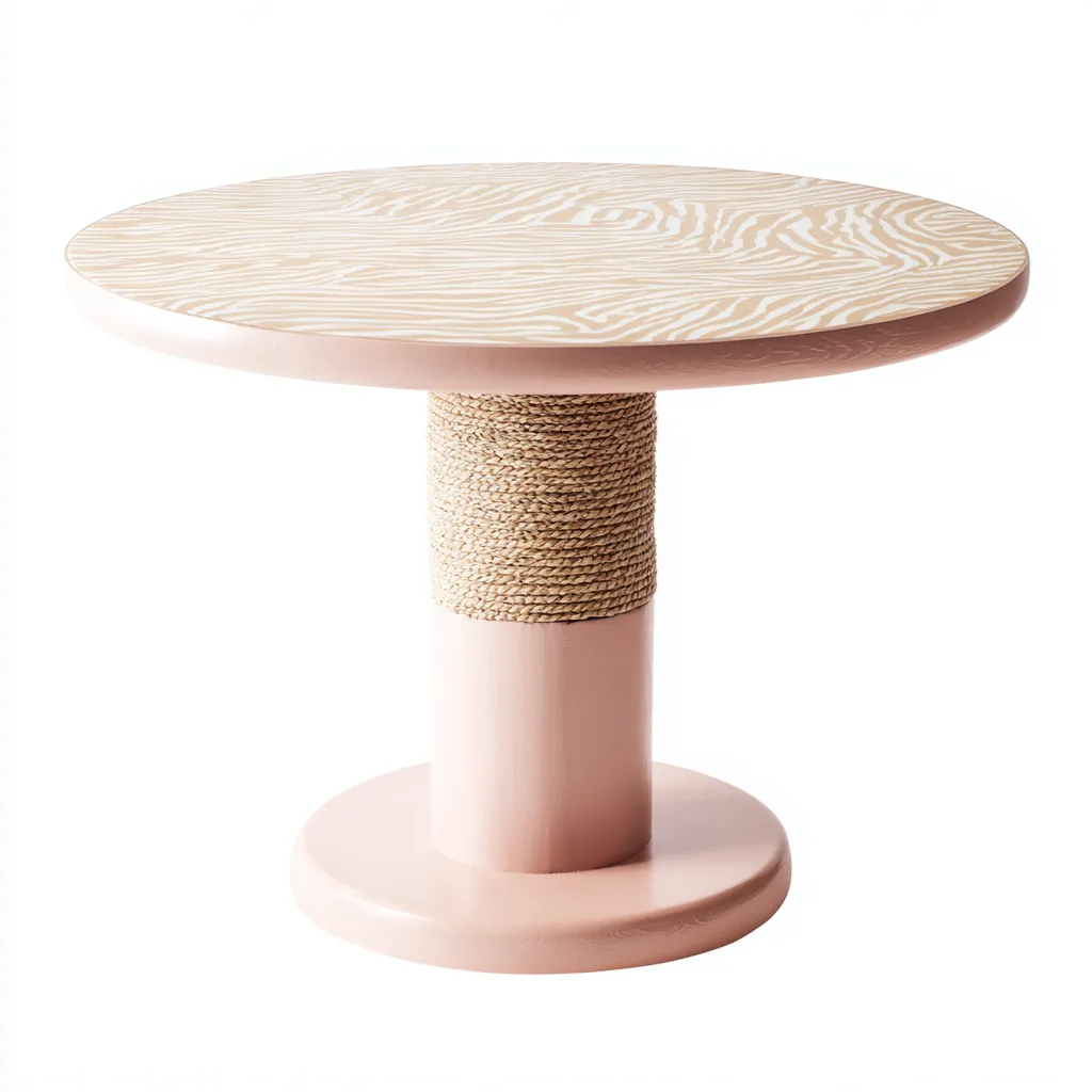 Tavolo da giardino rotondo in legno - 80x80x70 cm - rosa - per esterni - design moderno-Interiorixe