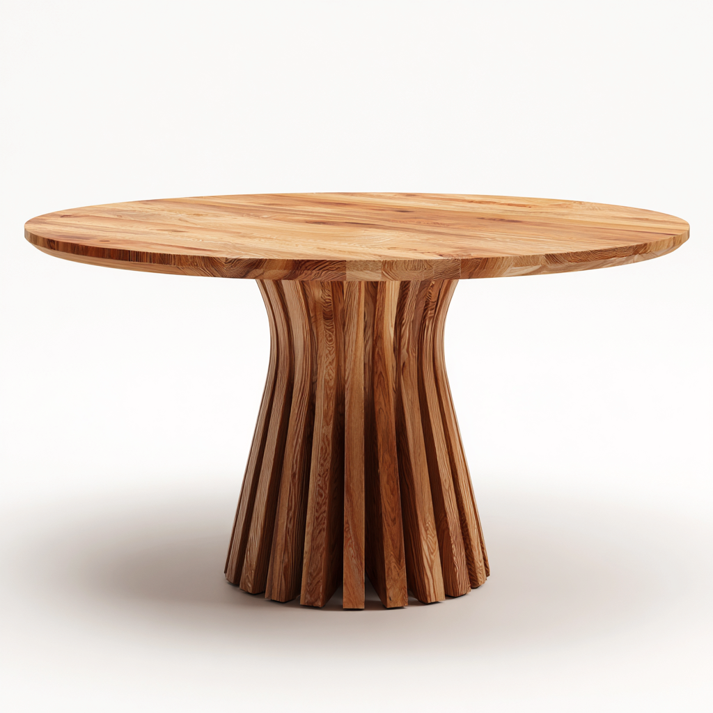 Tavolo da giardino rotondo in legno massello - 130x130x75 cm - naturale - per esterni - design contemporaneo-Interiorixe