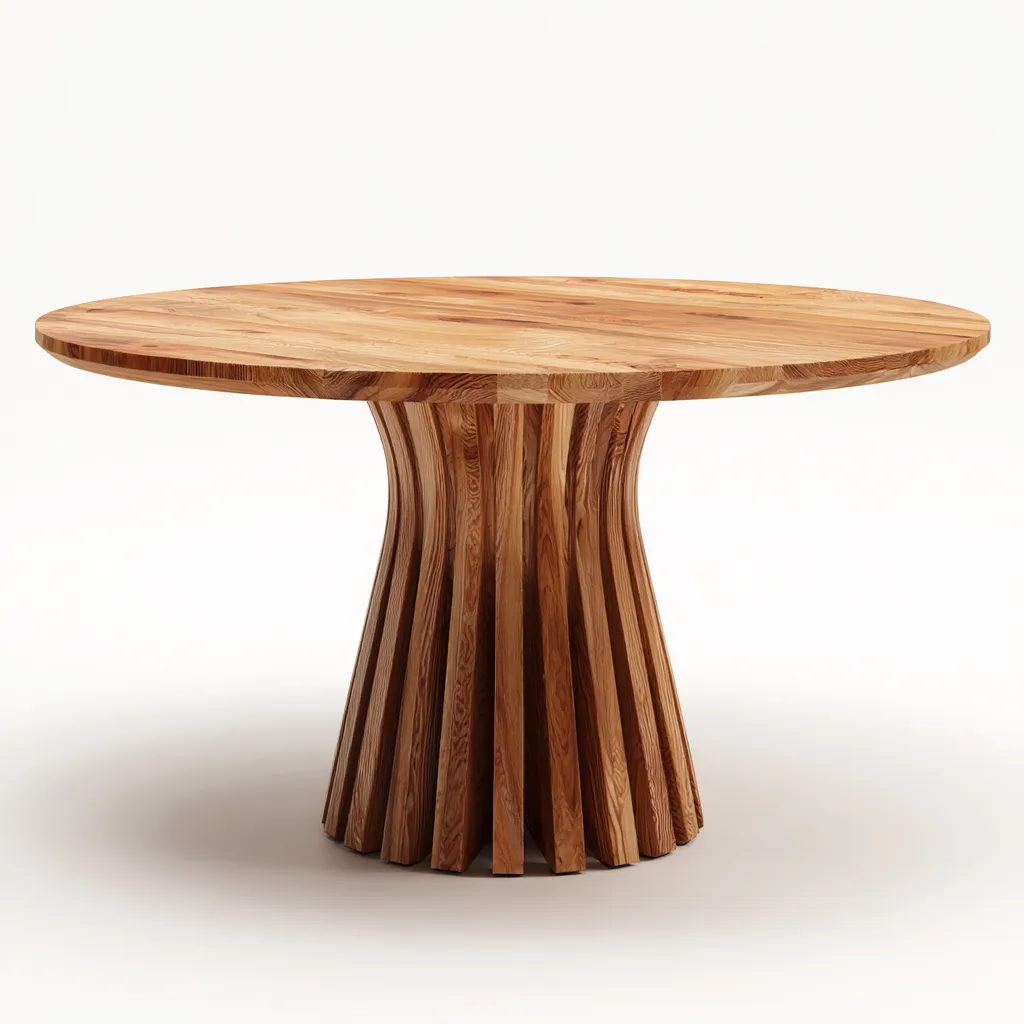 Tavolo da giardino rotondo in legno massello - 130x130x75 cm - naturale - per esterni - design contemporaneo-Interiorixe