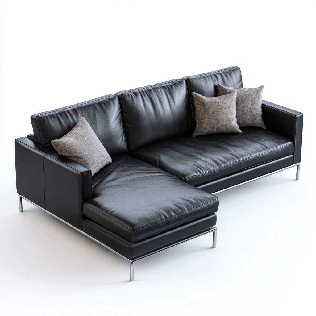 Divano angolare in pelle 230x150x85 cm - nero - design moderno con chaise longue - ideale per soggiorno-Interiorixe