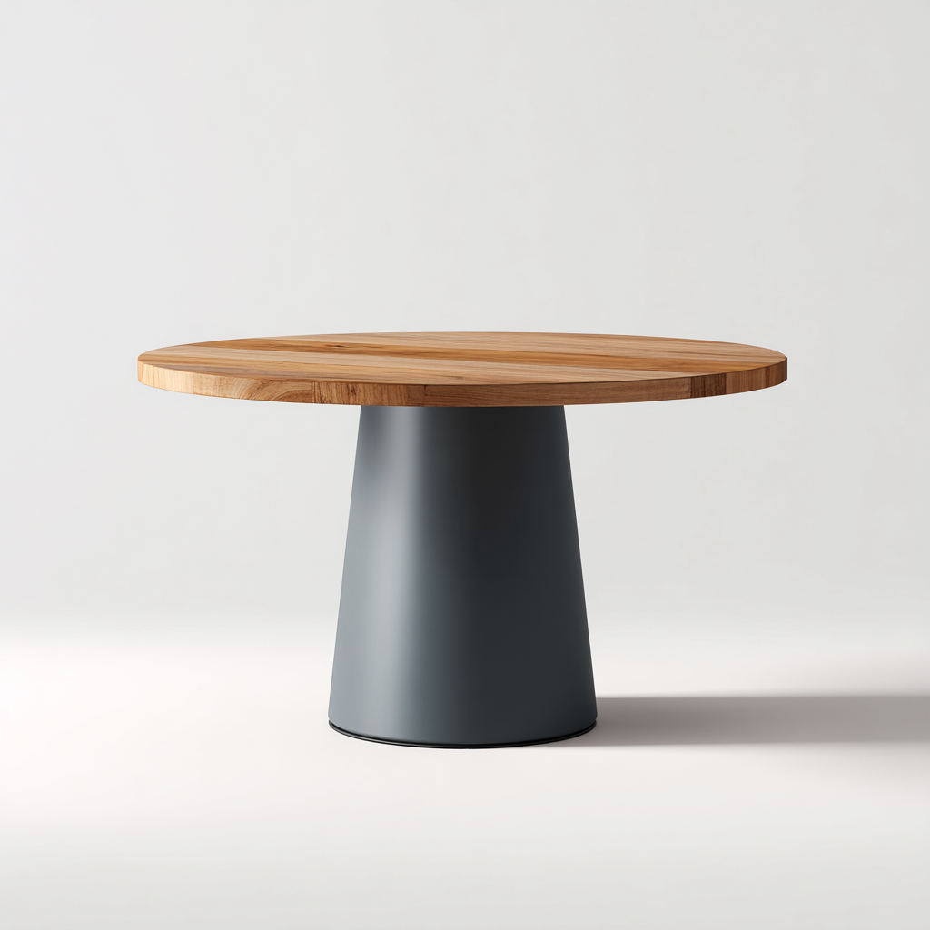 Tavolo da giardino rotondo in legno e metallo - 120x120x75 cm - teak e grigio scuro - per esterni - design moderno-Interiorixe