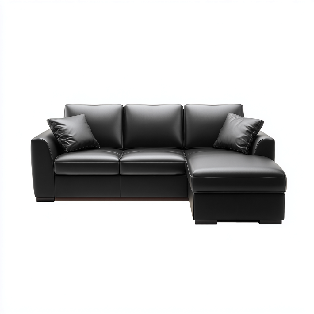 Divano angolare in pelle 255x160x85 cm - nero - design moderno - ideale per soggiorno-Interiorixe