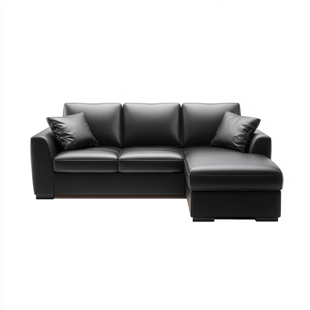 Divano angolare in pelle 255x160x85 cm - nero - design moderno - ideale per soggiorno-Interiorixe