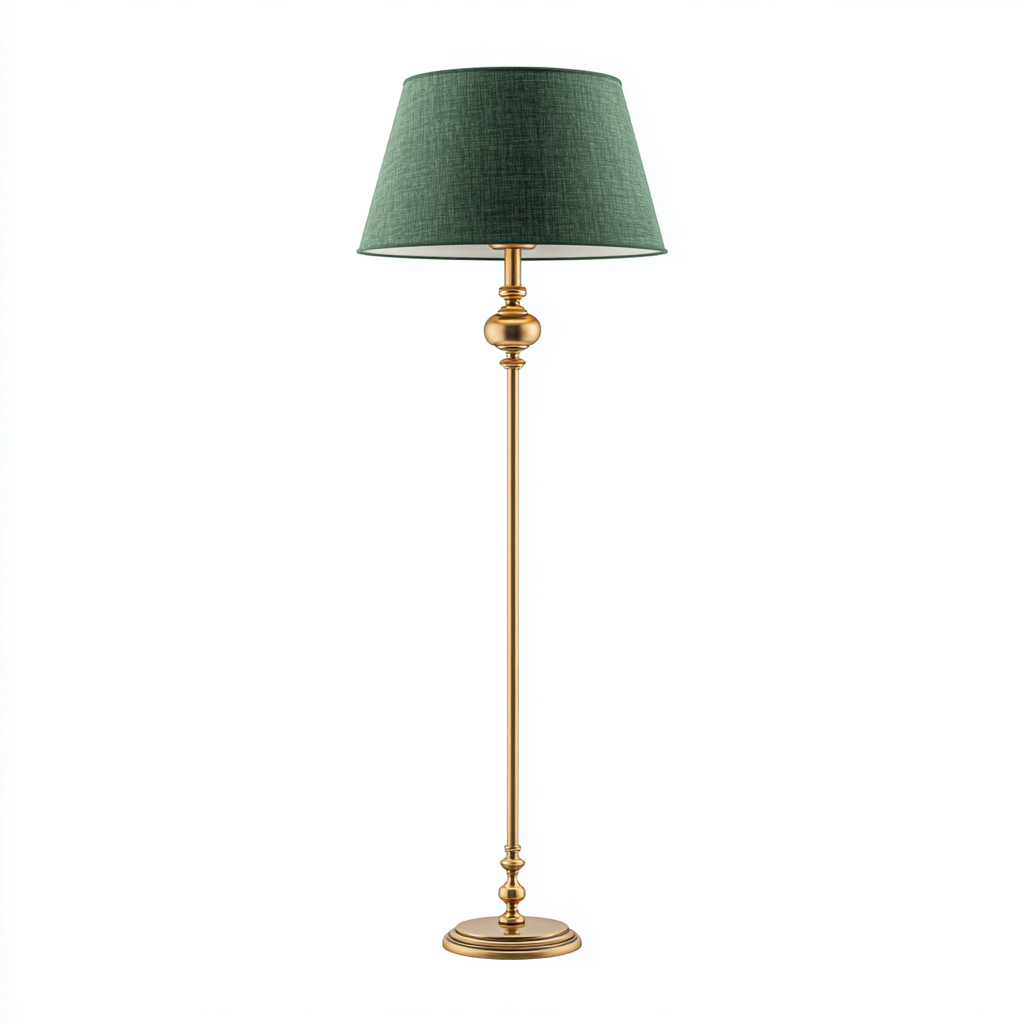 Lampada da terra in metallo con paralume verde per soggiorno 40x157 cm - oro - verde smeraldo - design classico elegante-Interiorixe