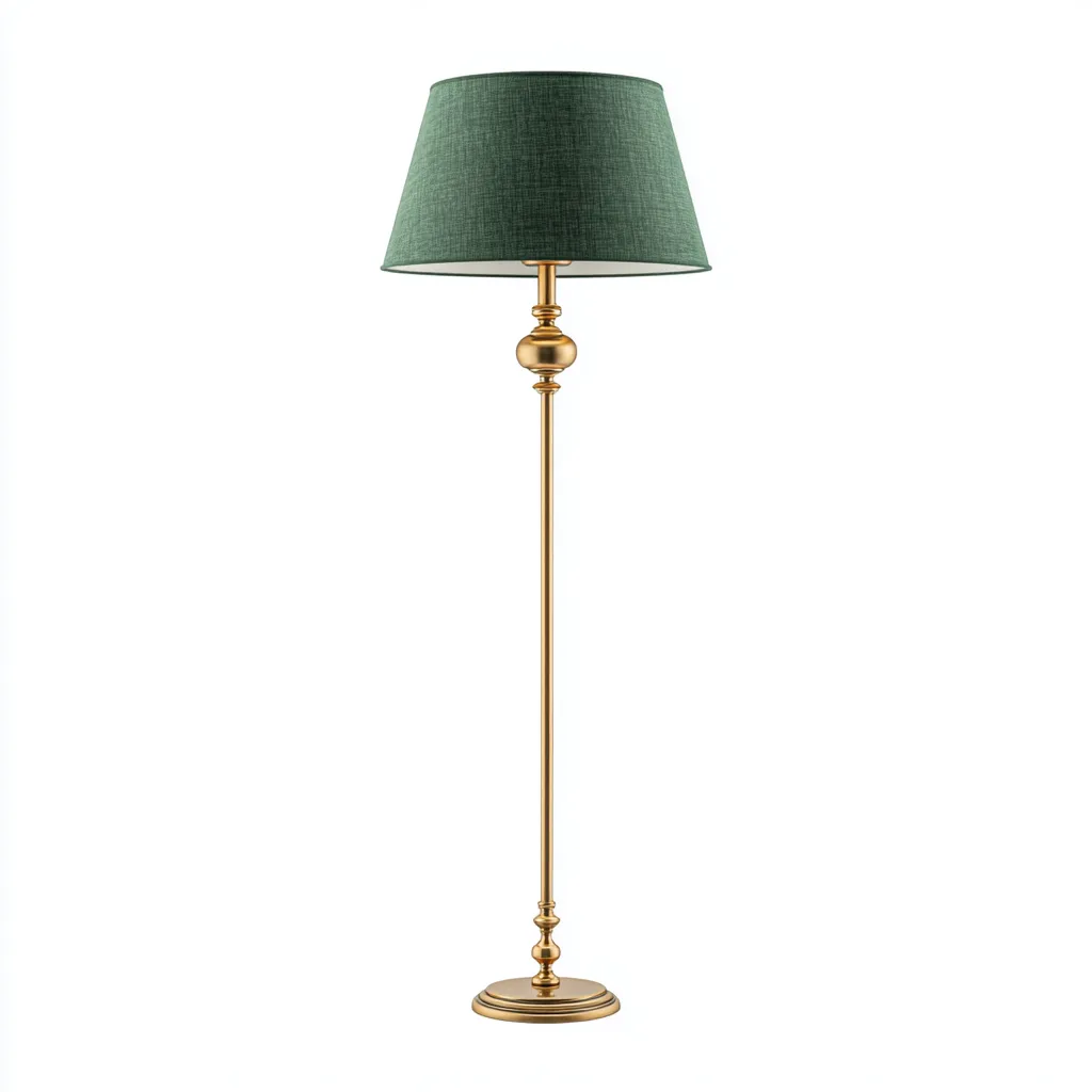 Lampada da terra in metallo con paralume verde per soggiorno 40x157 cm - oro - verde smeraldo - design classico elegante-Interiorixe