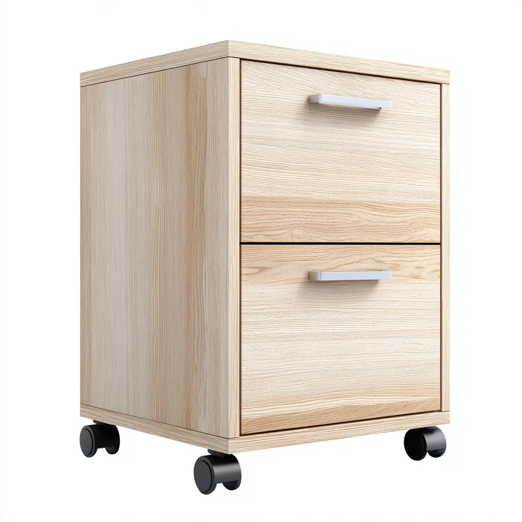 Armadio per ufficio con ruote in legno - naturale - con 2 cassetti - 40x45x55 cm - design moderno - adatto per ufficio domestico-Interiorixe