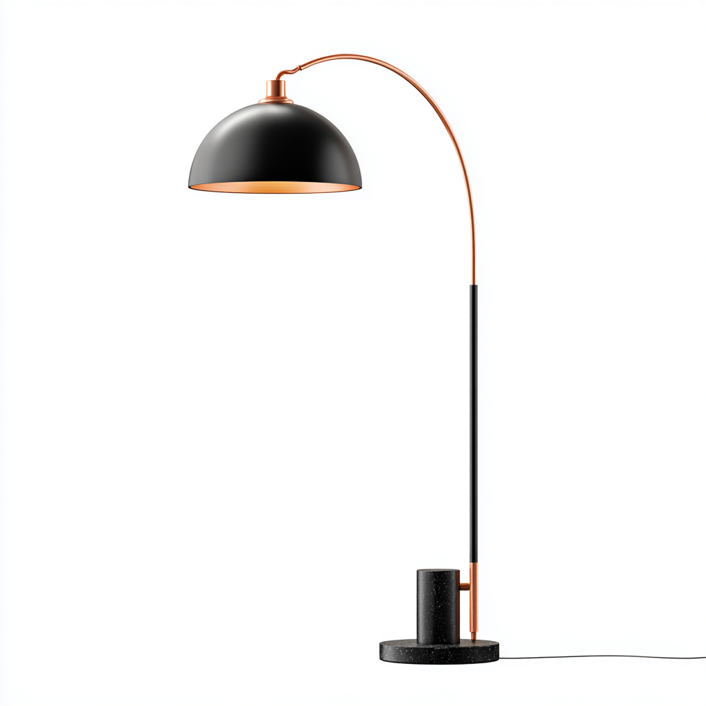 Lampada da terra - metallo e marmo - nero e oro rosa 30x160 cm - design moderno - adatta per soggiorno - camera da letto-Interiorixe