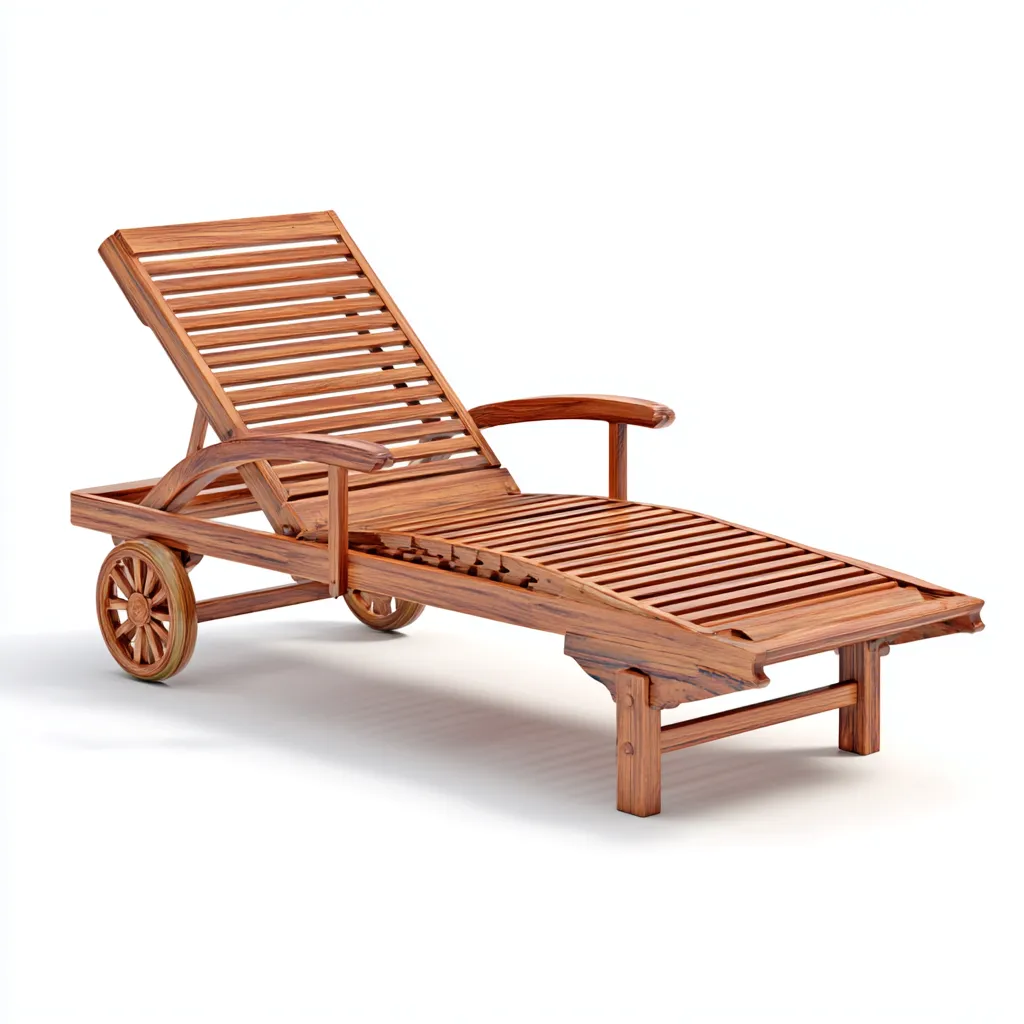 Lettino da sole in legno di teak 195x65x85 cm - marrone naturale - stile classico adatto per esterni-Interiorixe