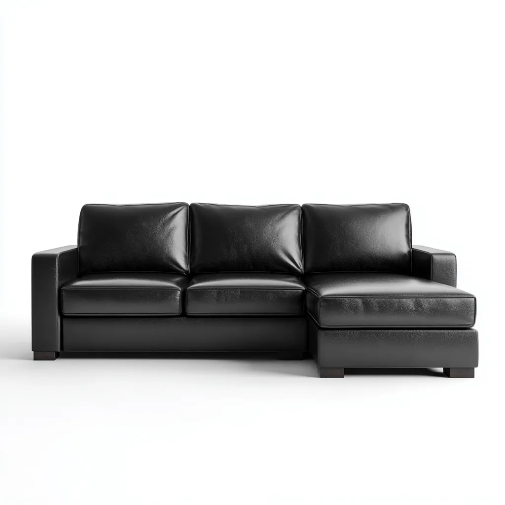 Divano angolare in pelle 235x150x85 cm - nero - design moderno con chaise longue - ideale per soggiorno-Interiorixe