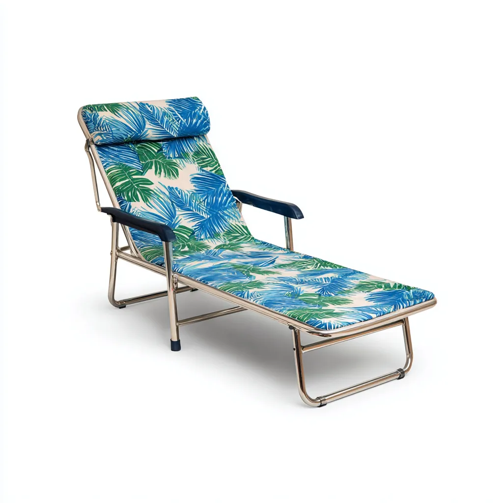 Lettino da sole - adatto per esterno - tessuto e metallo - blu e verde - 150x60x85 cm - design moderno-Interiorixe