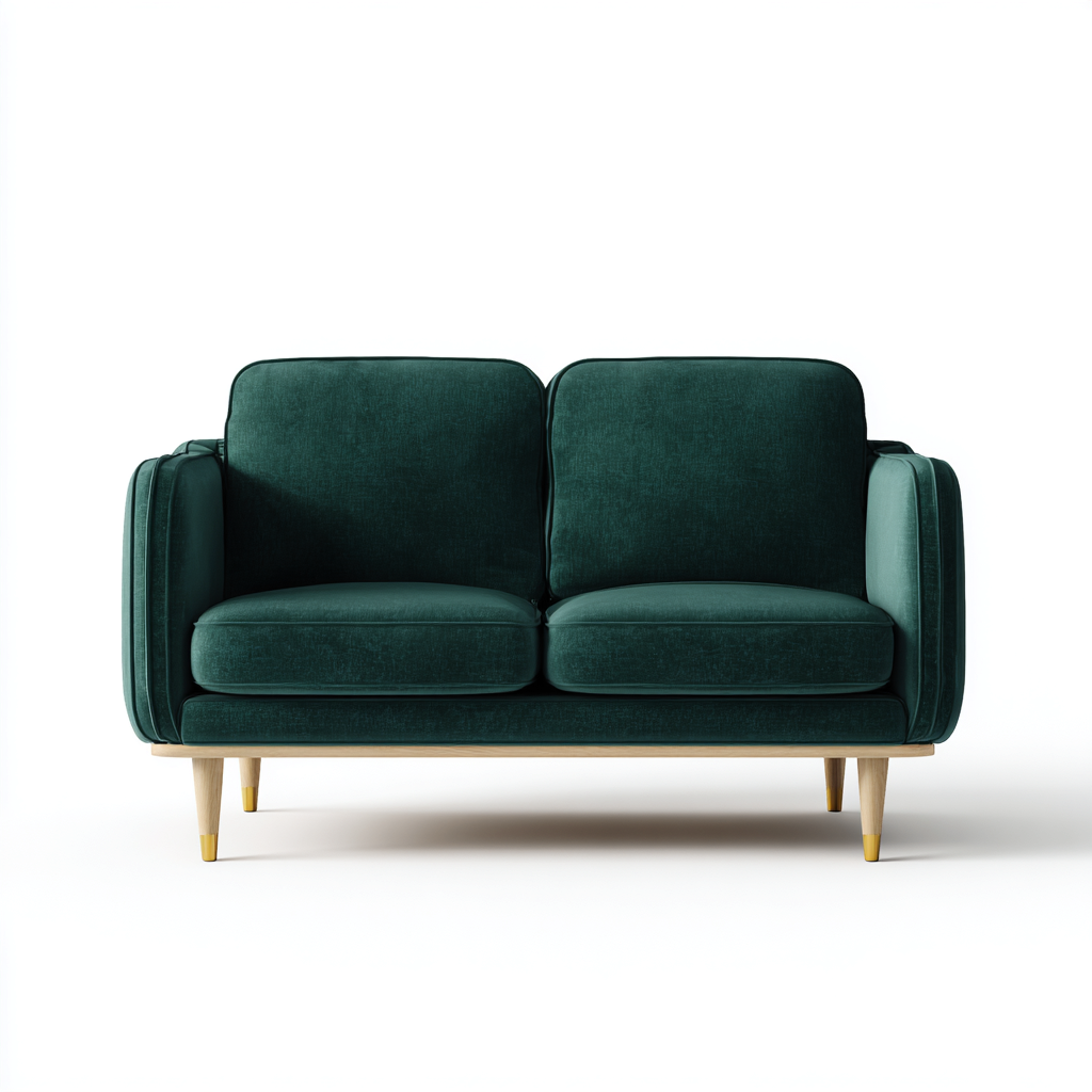 Divano a due posti in tessuto 160x85x85 cm - verde scuro - design moderno - adatto per soggiorno-Interiorixe