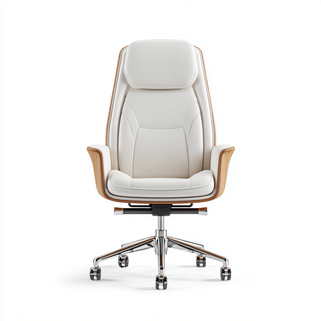 Sedia da ufficio in pelle 68x70x120 cm - Bianco - Stile moderno direzionale per studio e ambiente professionale-Interiorixe