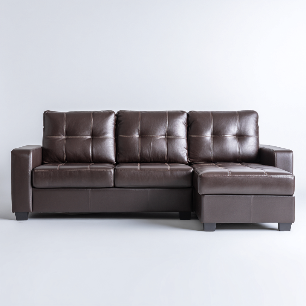 Divano angolare in pelle 255x160x85 cm - marrone - design moderno - ideale per soggiorno-Interiorixe