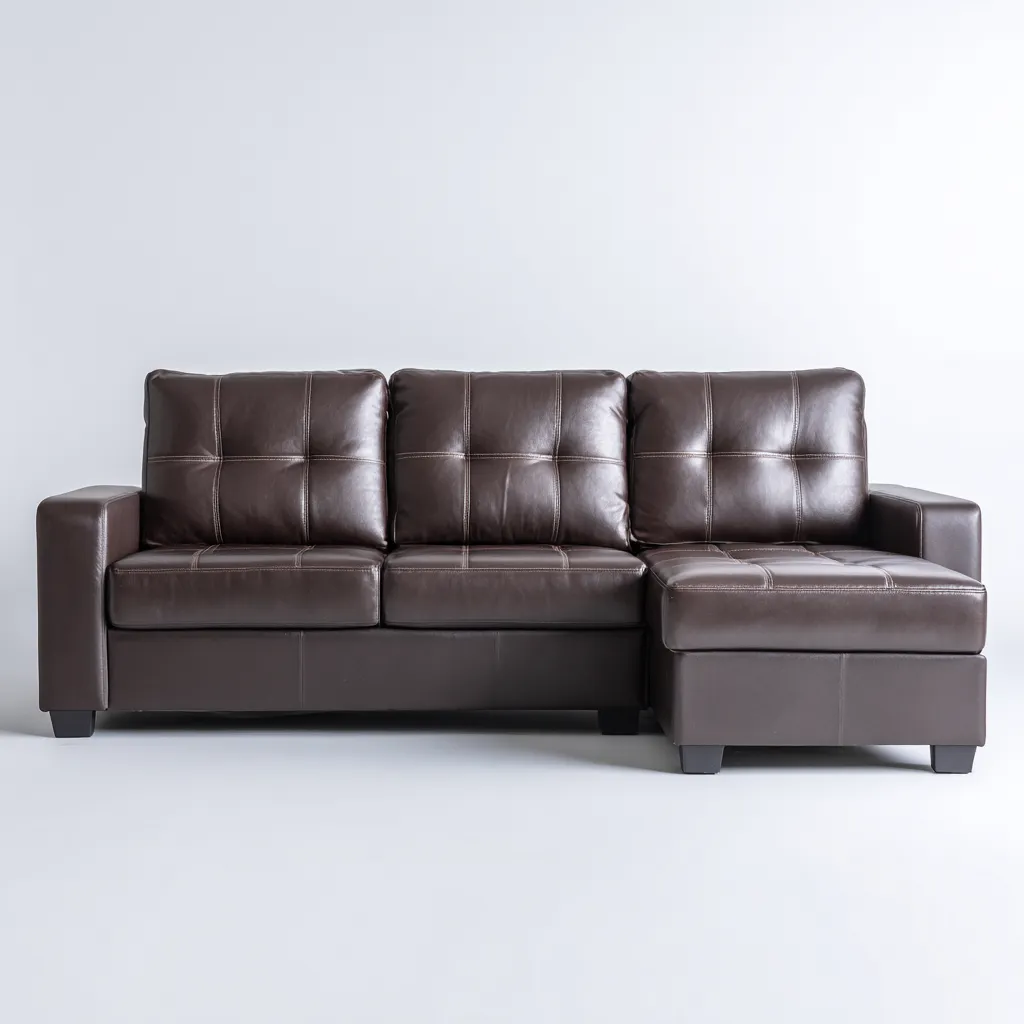 Divano angolare in pelle 255x160x85 cm - marrone - design moderno - ideale per soggiorno-Interiorixe