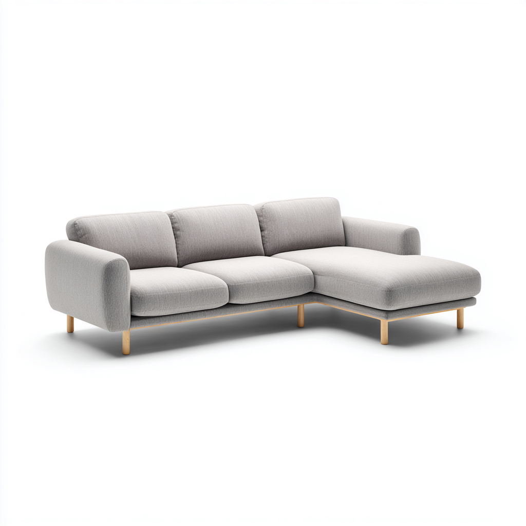 Divano angolare in tessuto 260x180x85 cm - grigio chiaro - design moderno per soggiorno-Interiorixe