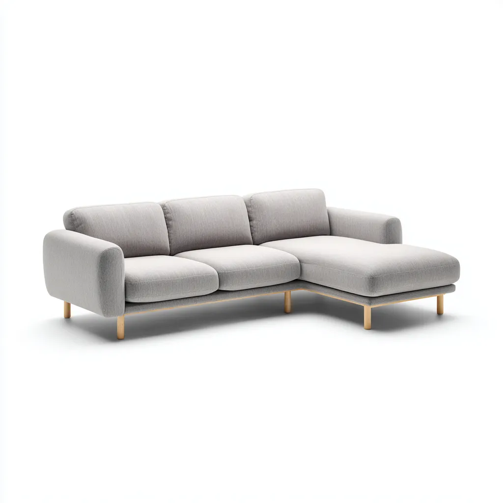 Divano angolare in tessuto 260x180x85 cm - grigio chiaro - design moderno per soggiorno-Interiorixe