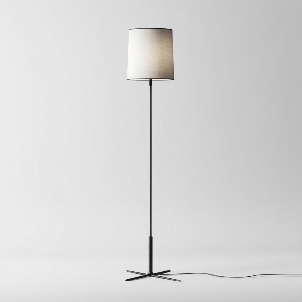 Lampada da terra con struttura in metallo per soggiorno 35x155 cm - nero - bianco - design moderno minimalista-Interiorixe