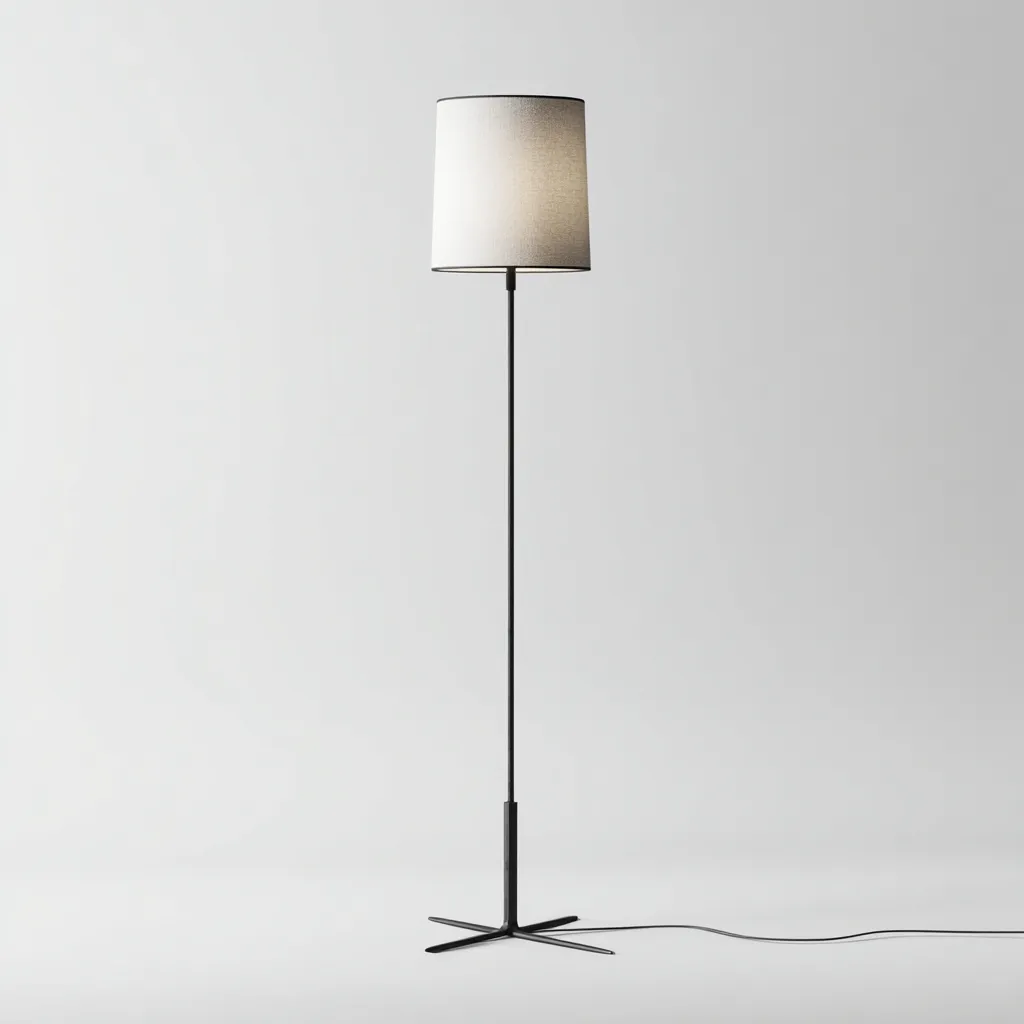Lampada da terra con struttura in metallo per soggiorno 35x155 cm - nero - bianco - design moderno minimalista-Interiorixe