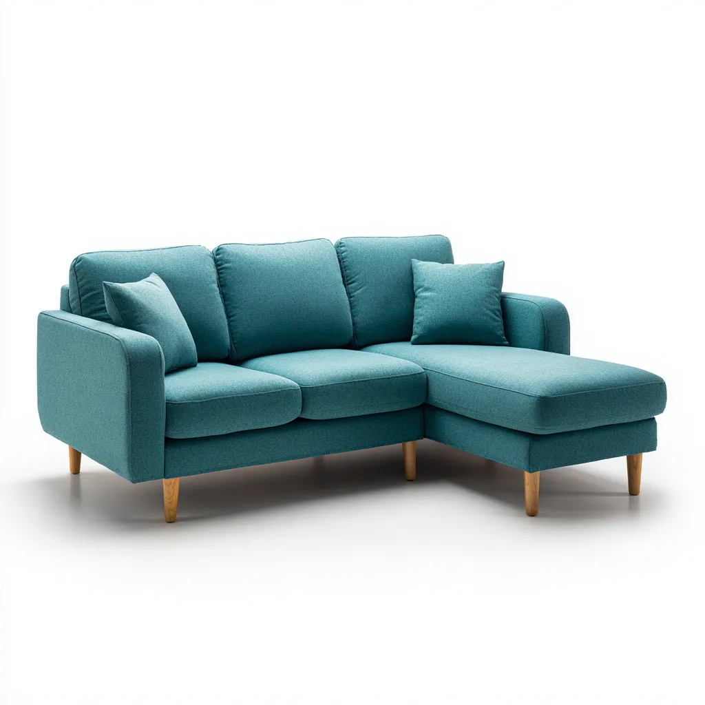 Divano angolare in tessuto 250x175x85 cm - turchese - design moderno per soggiorno-Interiorixe