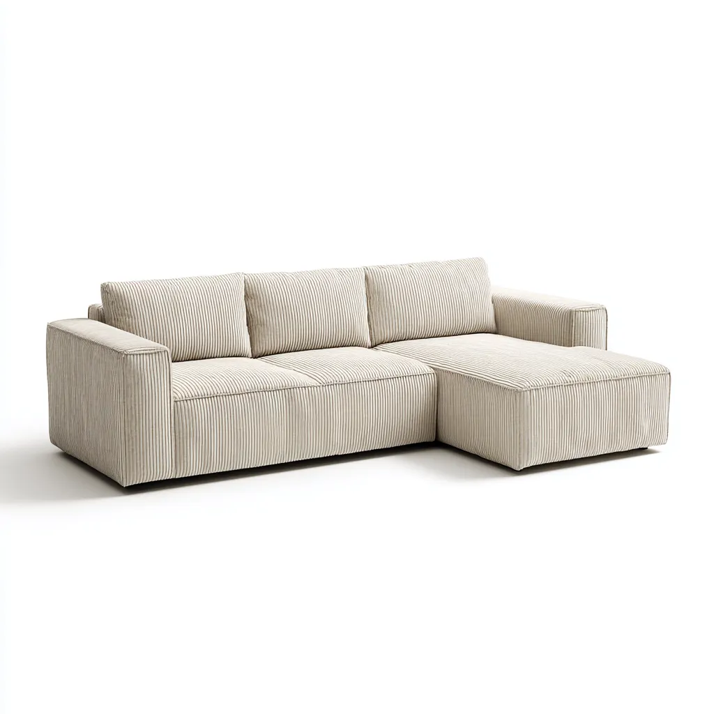 Divano angolare in velluto a coste 280x160x85 cm - beige - design moderno e confortevole - ideale per soggiorno-Interiorixe