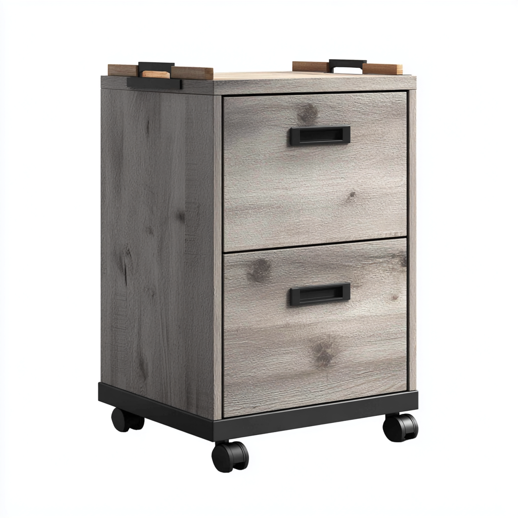 Armadio per ufficio in legno 45x40x60 cm - Grigio - Stile industriale per archiviazione documenti-Interiorixe