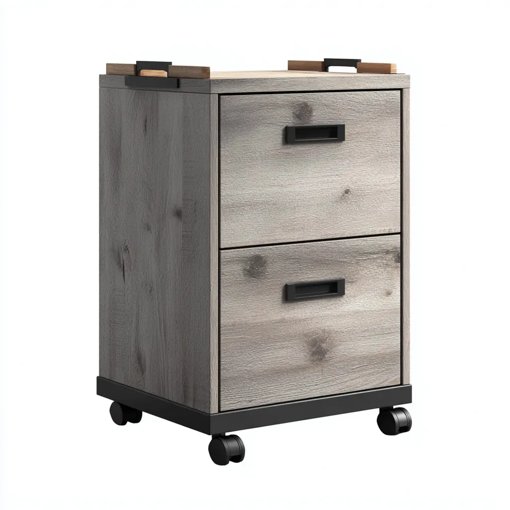 Armadio per ufficio in legno 45x40x60 cm - Grigio - Stile industriale per archiviazione documenti-Interiorixe
