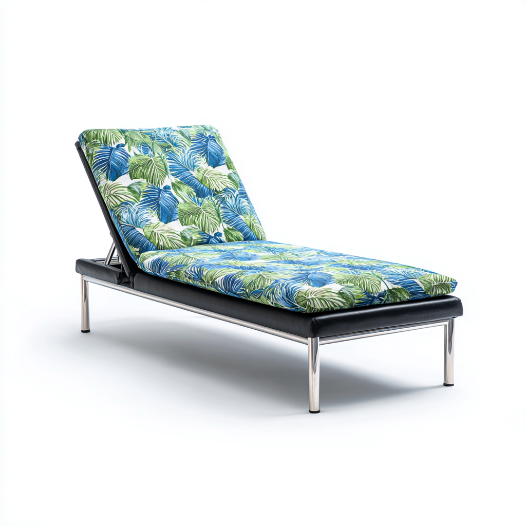 Lettino da sole - adatto per esterno - tessuto e metallo - blu e verde - 150x60x85 cm - design moderno-Interiorixe