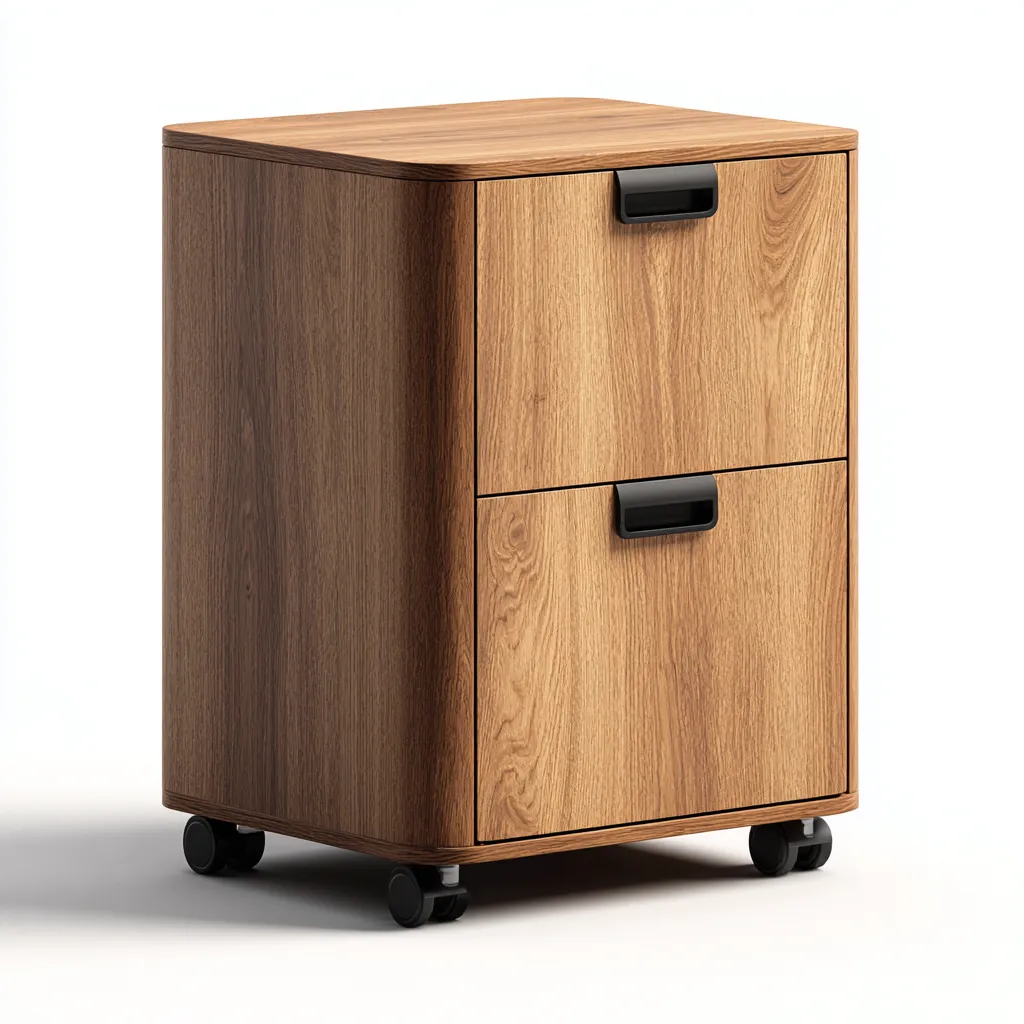 Armadio per ufficio con ruote in legno - colore rovere medio - con 2 cassetti - 40x45x55 cm - design moderno - adatto per ufficio domestico-Interiorixe