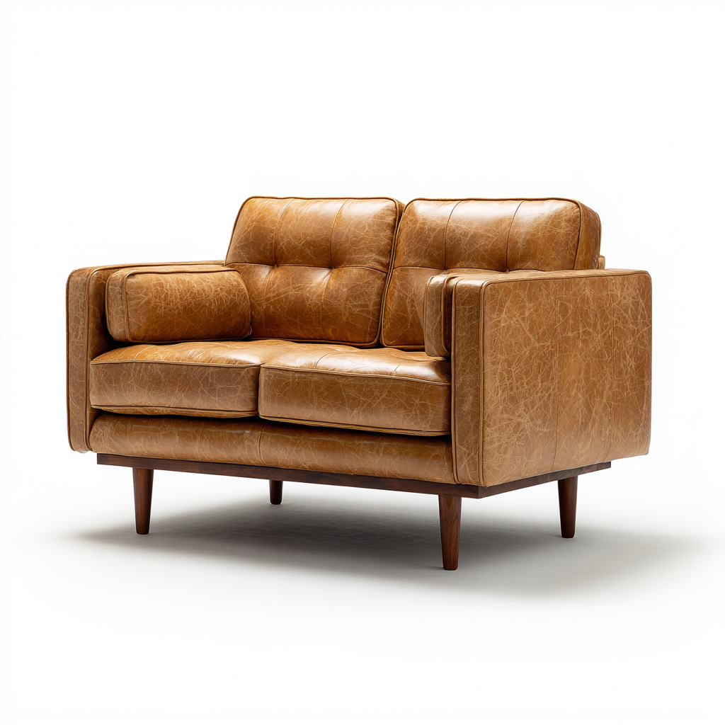 Divano a due posti - pelle - 160x85x80 cm - marrone chiaro - stile moderno retrò - adatto per soggiorno-Interiorixe