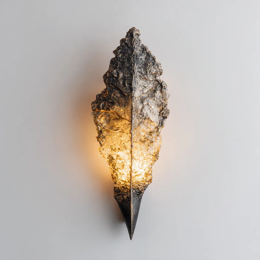 Applique metal - dark bronze - organic design - 10x30 cm - stile moderno - per soggiorno-Interiorixe