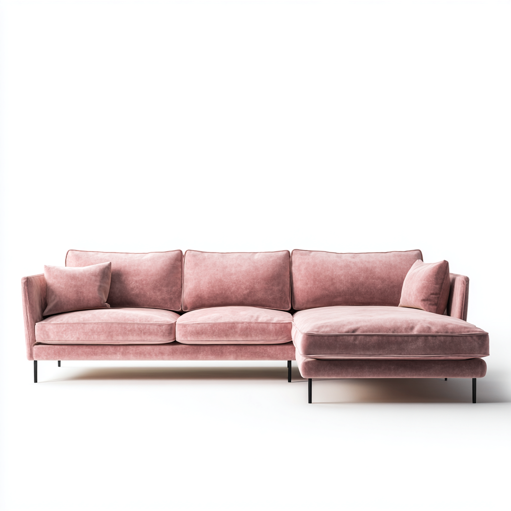 Divano angolare in tessuto 270x185x85 cm - rosa cipria - design moderno per soggiorno-Interiorixe