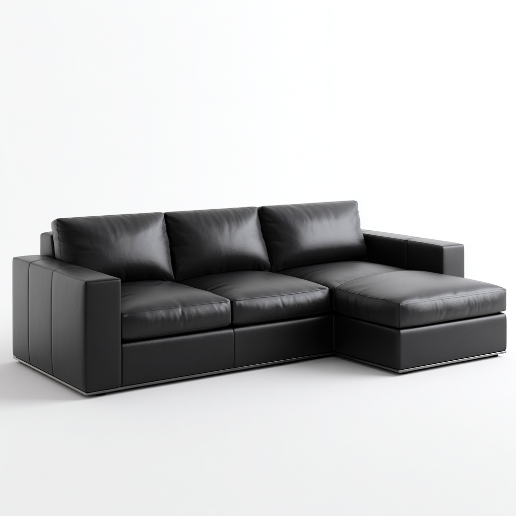 Divano angolare in pelle 260x185x85 cm - nero - design moderno per soggiorno-Interiorixe