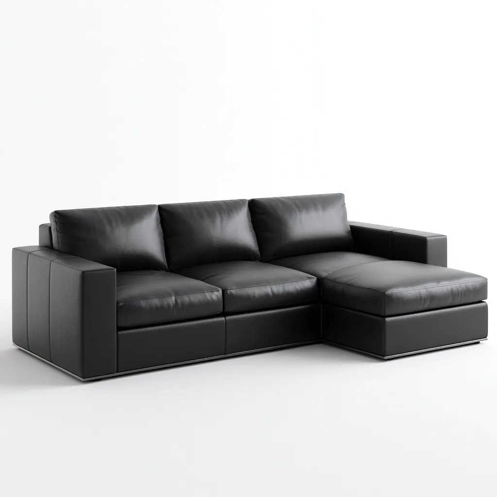 Divano angolare in pelle 260x185x85 cm - nero - design moderno per soggiorno-Interiorixe