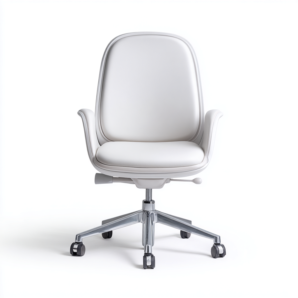 Sedia da ufficio in pelle 58x62x90 cm - Bianco - Stile moderno minimal per studio e postazione domestica-Interiorixe